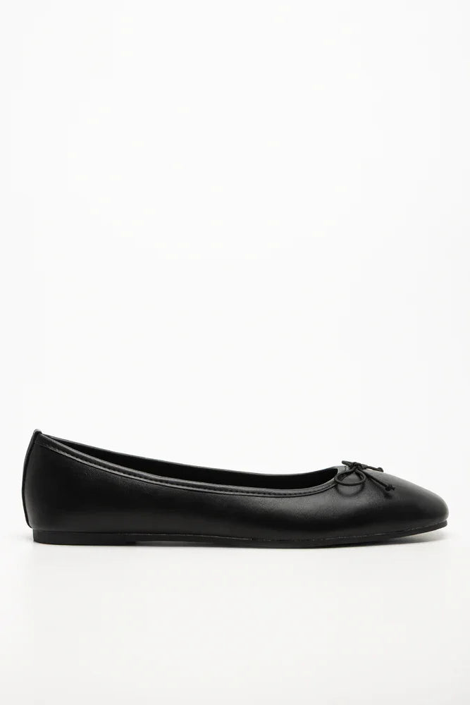 Square Toe Ballerina Pumps Black