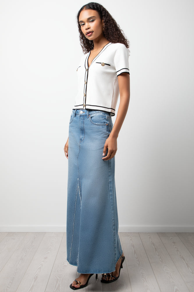 Short Sleeve Cardigan Top White