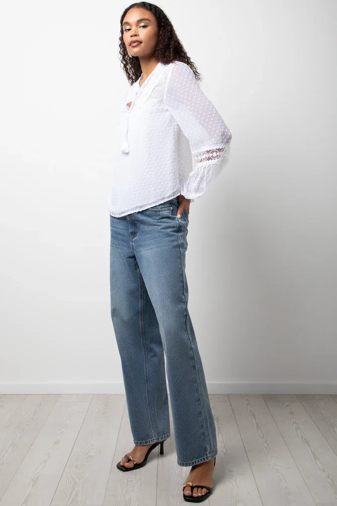 Long Sleeve Tassel Blouse White (1)