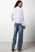 Long Sleeve Tassel Blouse White (2)