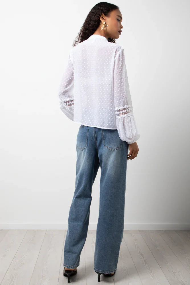 Long Sleeve Tassel Blouse White (2)