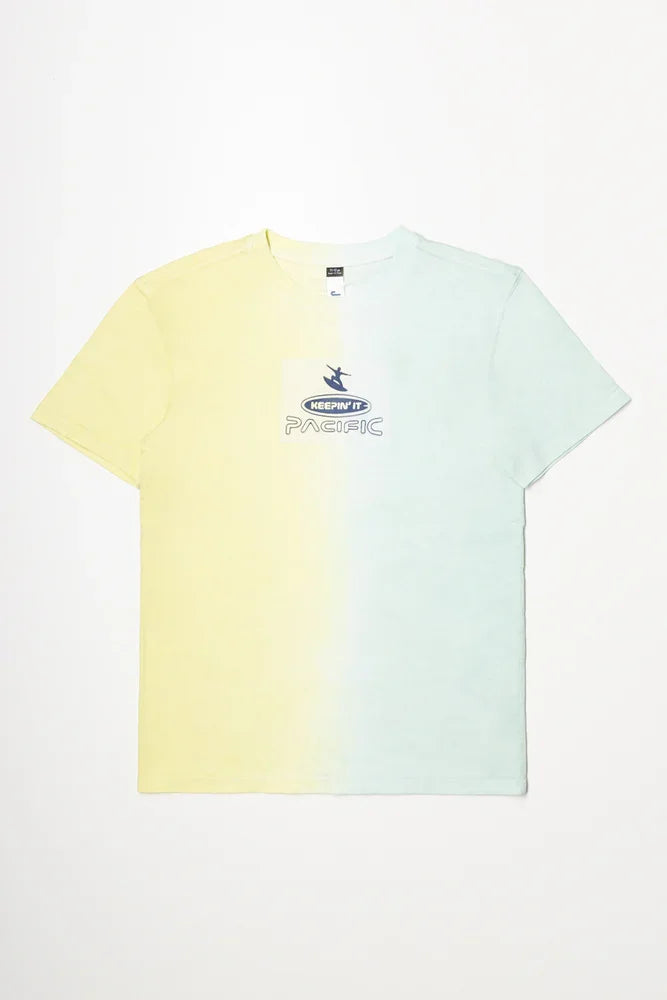 Short Sleeve Tie Dye T-Shirt Yellow And Green