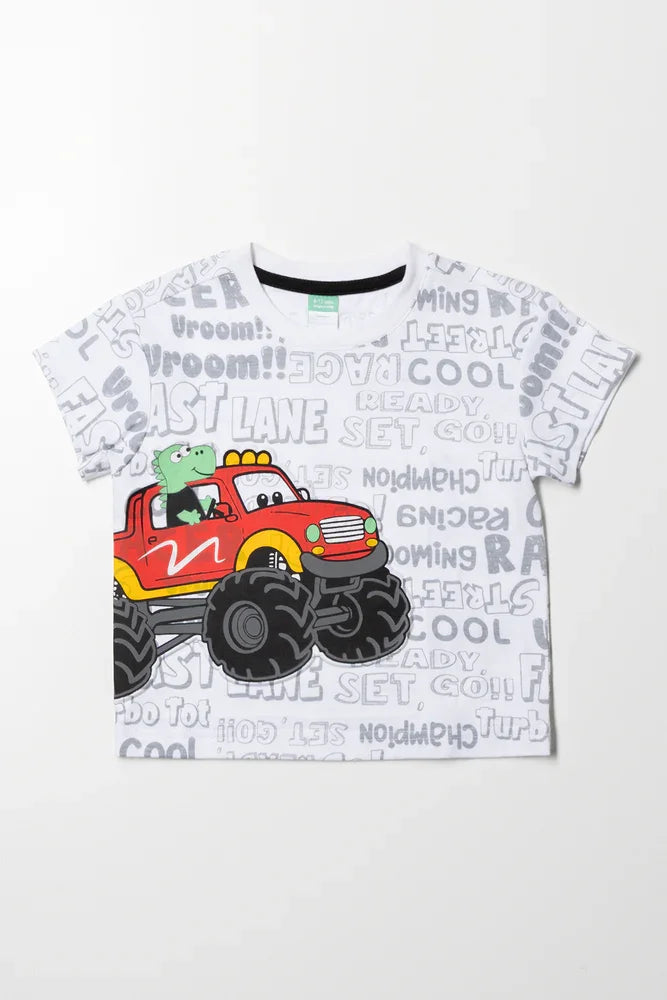Monster Truck Embossed T-Shirt White