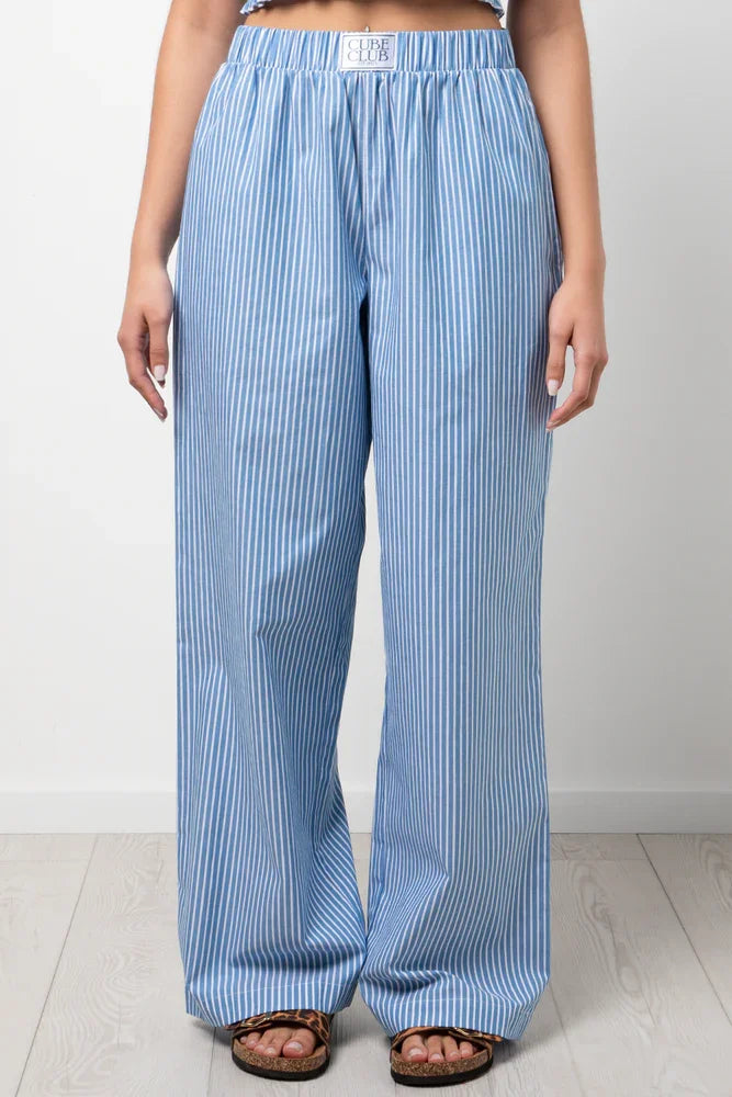 Stripe Pull On Pants Blue