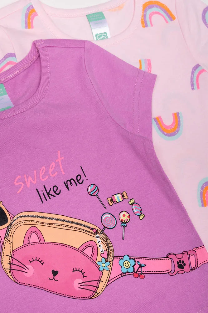 2 Pack T-Shirts Purple And Pink (1)