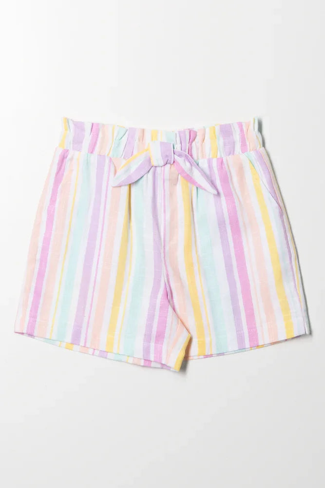 Linen Blend Woven Shorts Multi