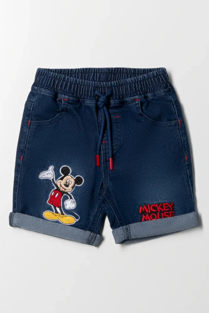 Mickey Mouse Denim Shorts Blue