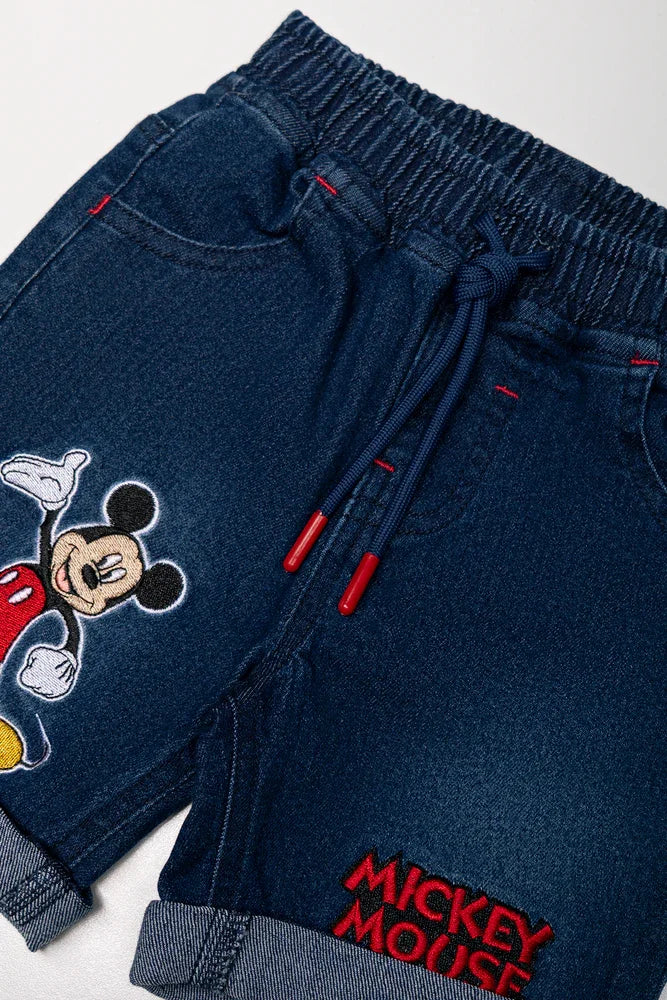 Mickey Mouse Denim Shorts Blue