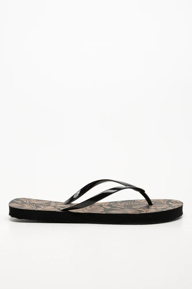 Printed Flip Flops Black