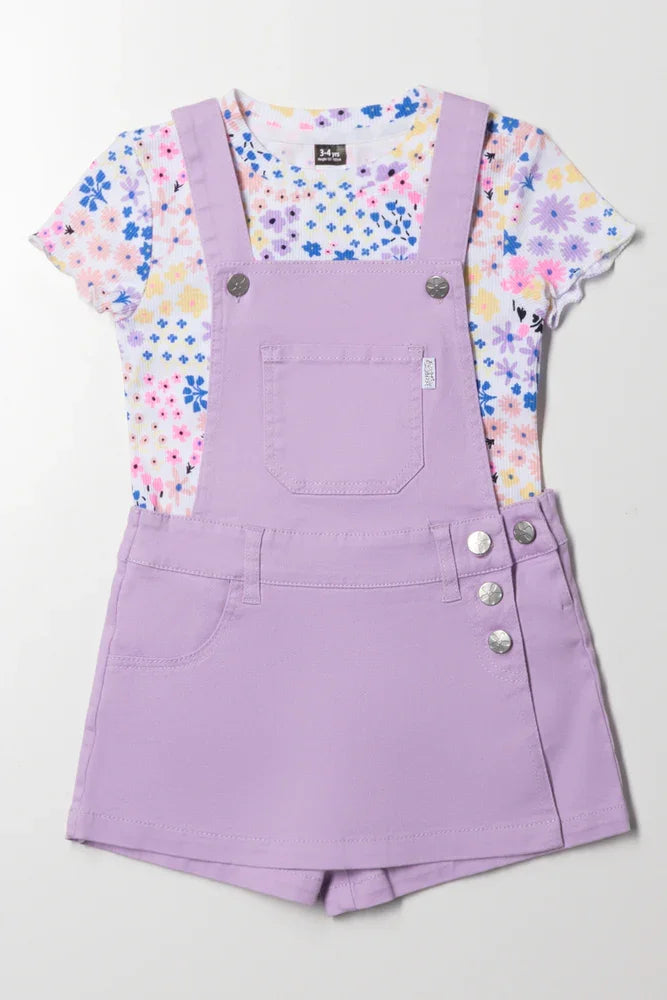 Ditsy Floral Skorts Dungaree Purple