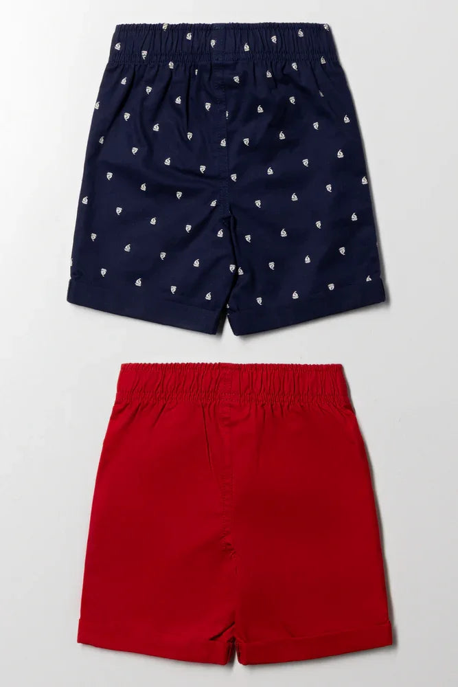 2 PACK WOVEN SHORTS RED AND NAVY (2)