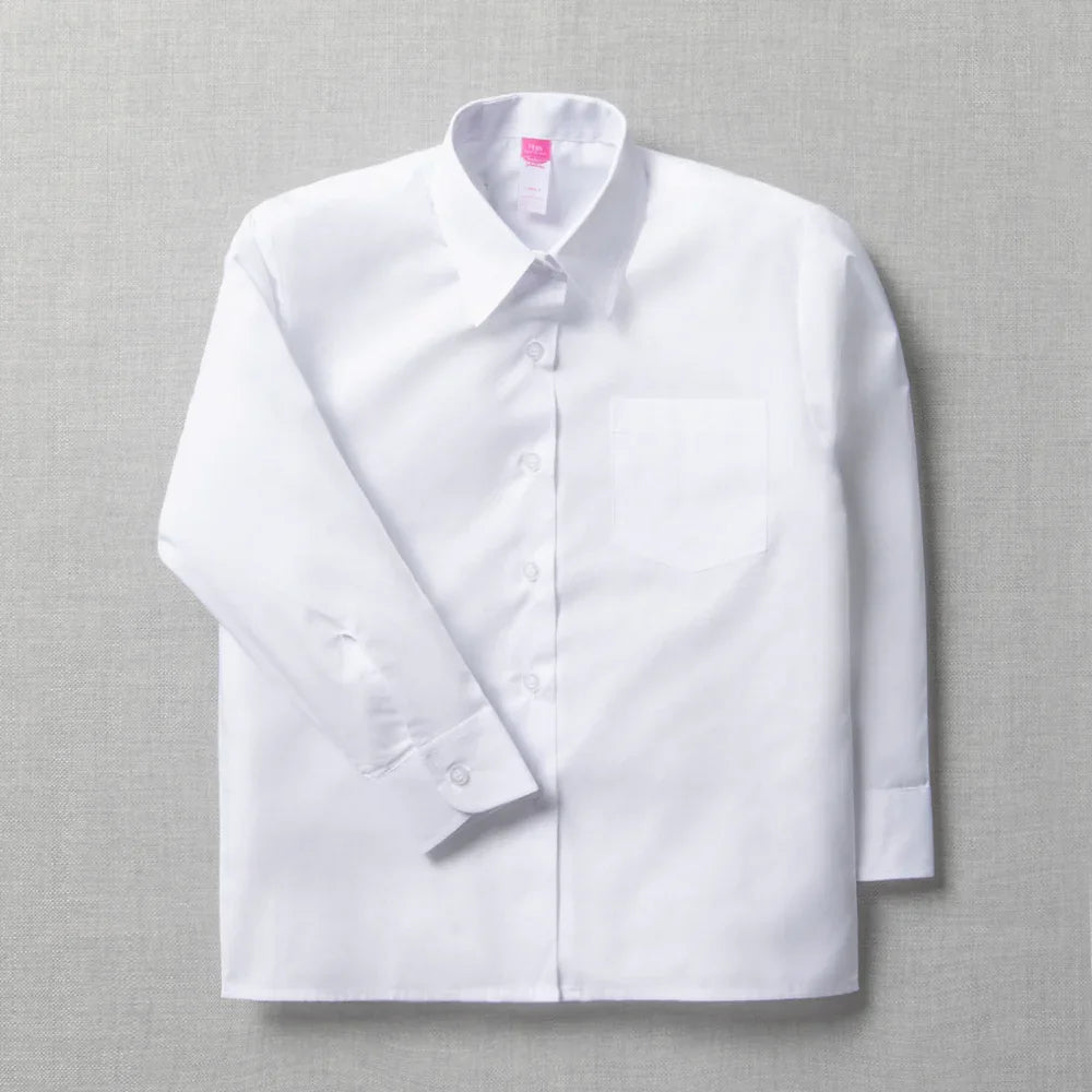 Girls School Long Sleeve Collar Shirt White Toughees (2)