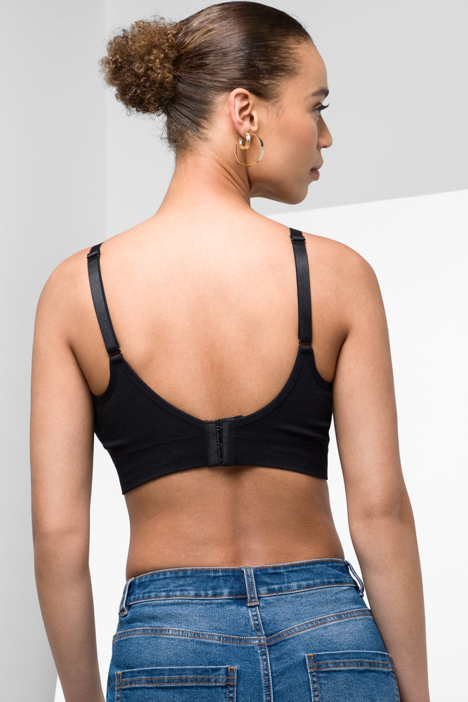 Padded Lace Trim Nursing Bra Lace Black (2)