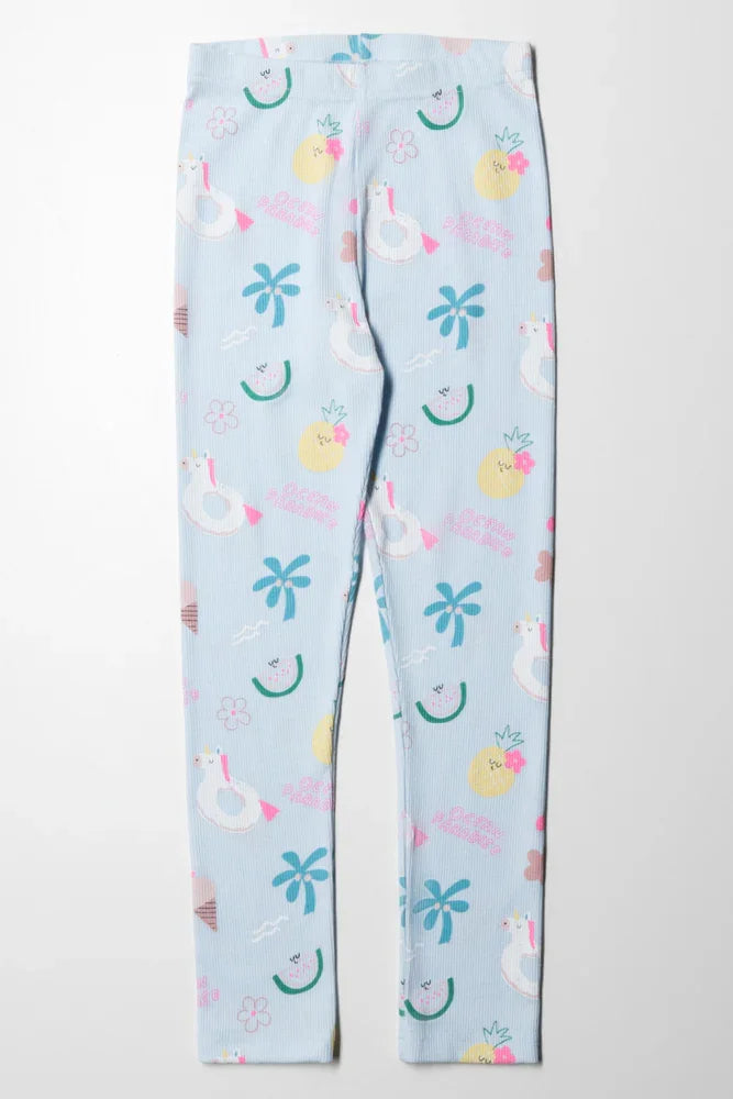 Rib Unicorn Legging Light Blue