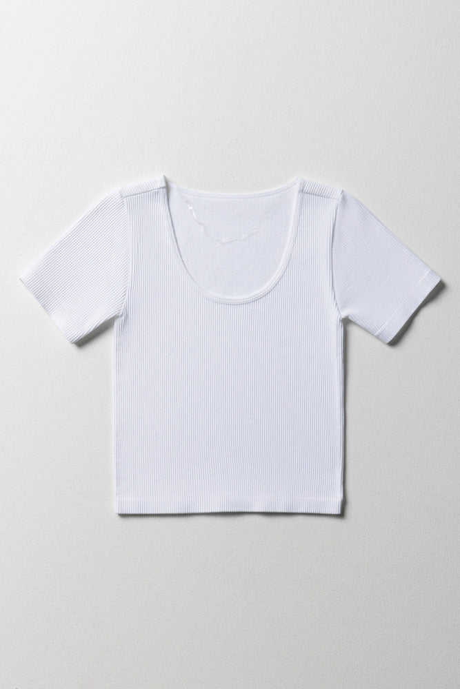 Seamless Short Sleeve T-Shirt White Tops T-Shirts Ackermans