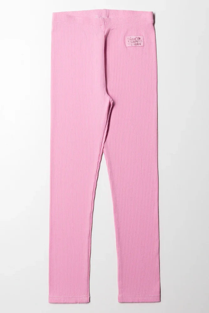 Rib Long Legging Mid Pink