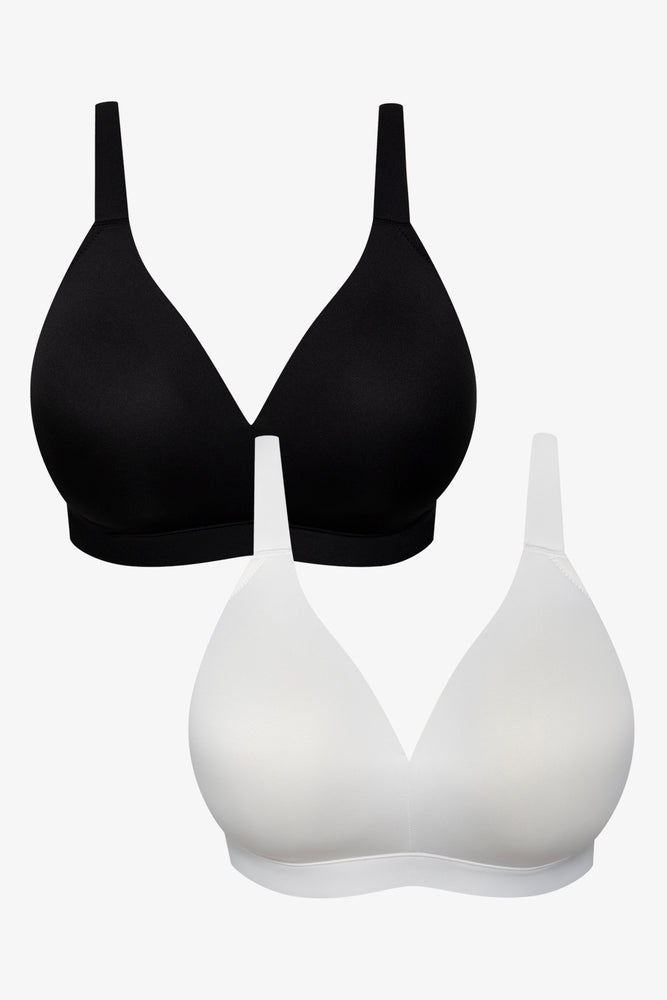 2 Pack Smooth Padded Wire Free Bra Big Black & White