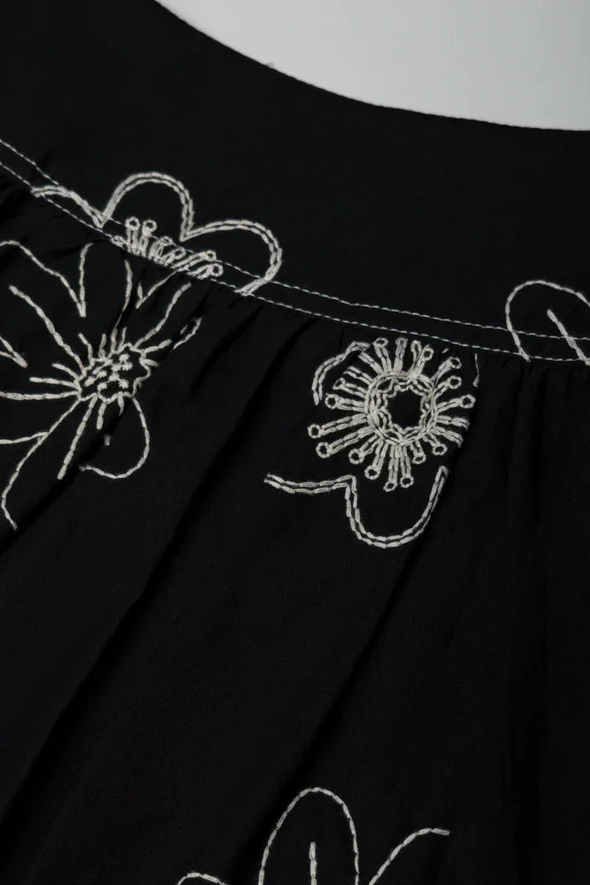 Embroidered Skort Black