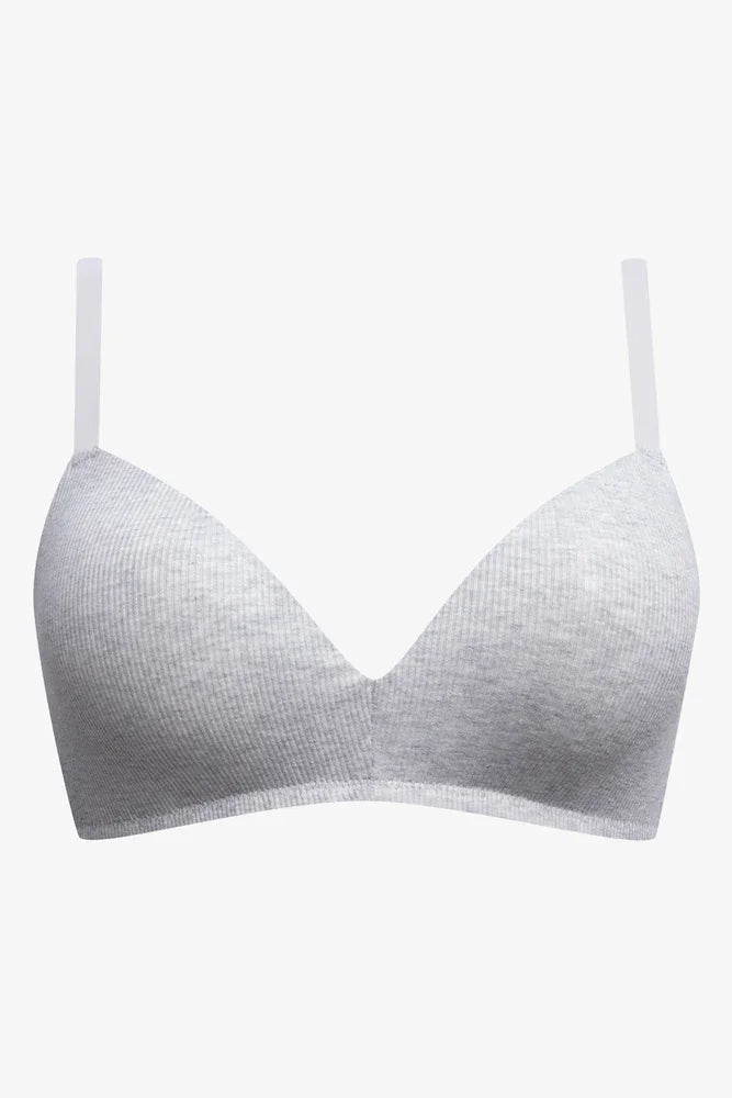 2 Pack Padded Wire Free Bras Grey And Black (2)