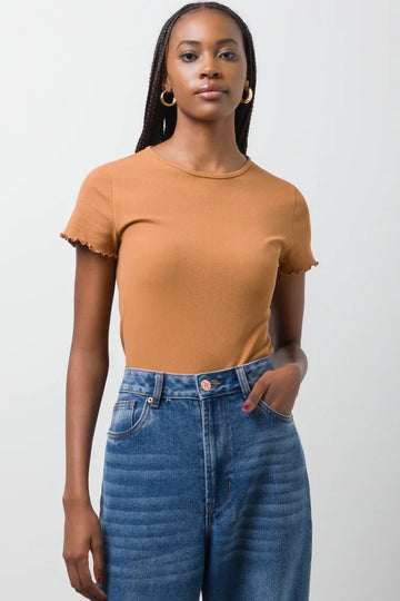 Crew Neck Short Sleeve Seamfree Brown