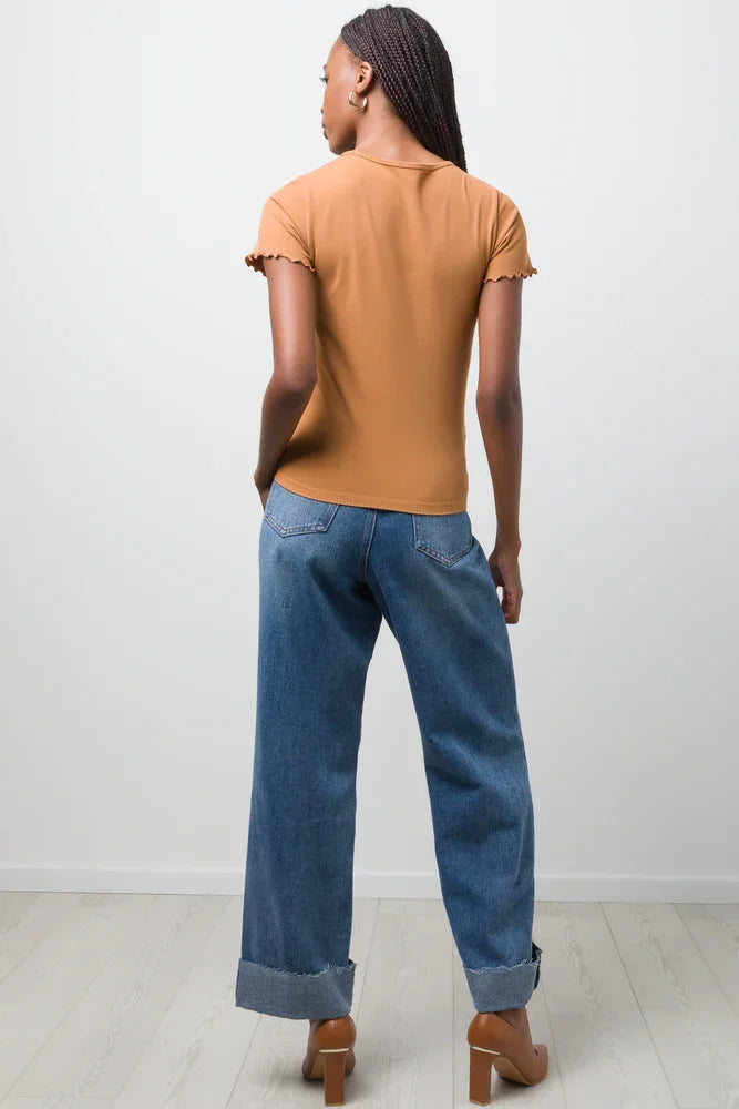 Crew Neck Short Sleeve Seamfree Brown (2)