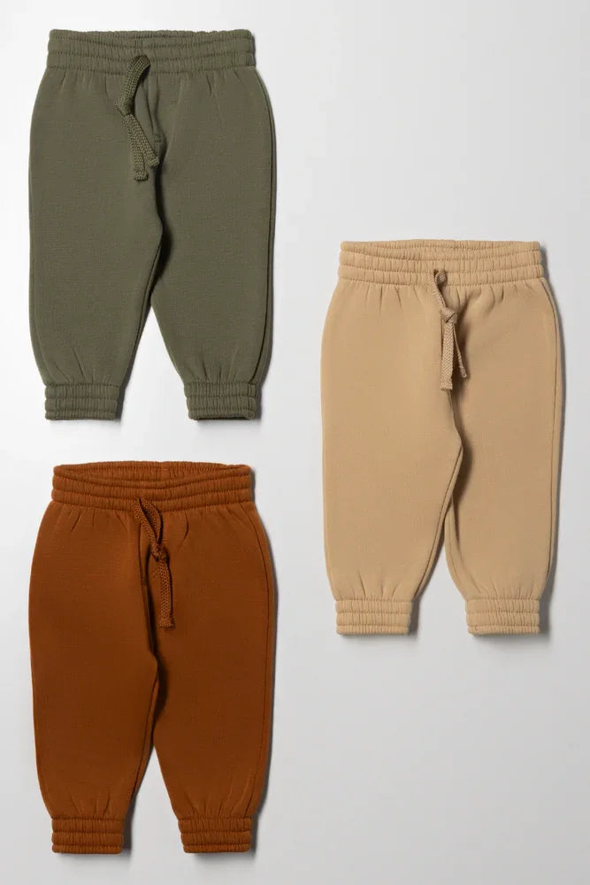 3 Pack Track Pants Tabacco Natural And Green
