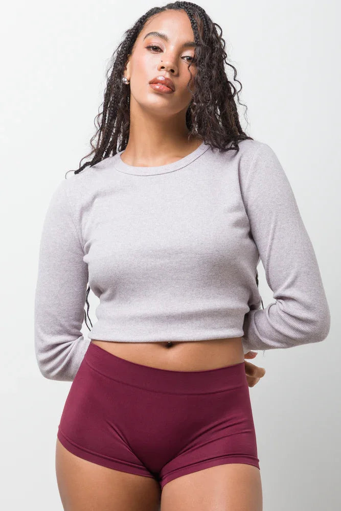 3 Pack Seamfree Boyleg Burgundy Natural And Black