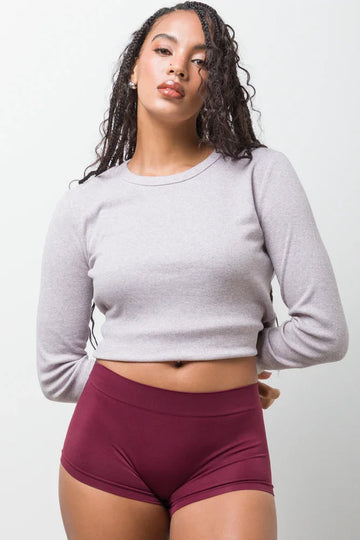 3 Pack Seamfree Boyleg Burgundy Natural And Black