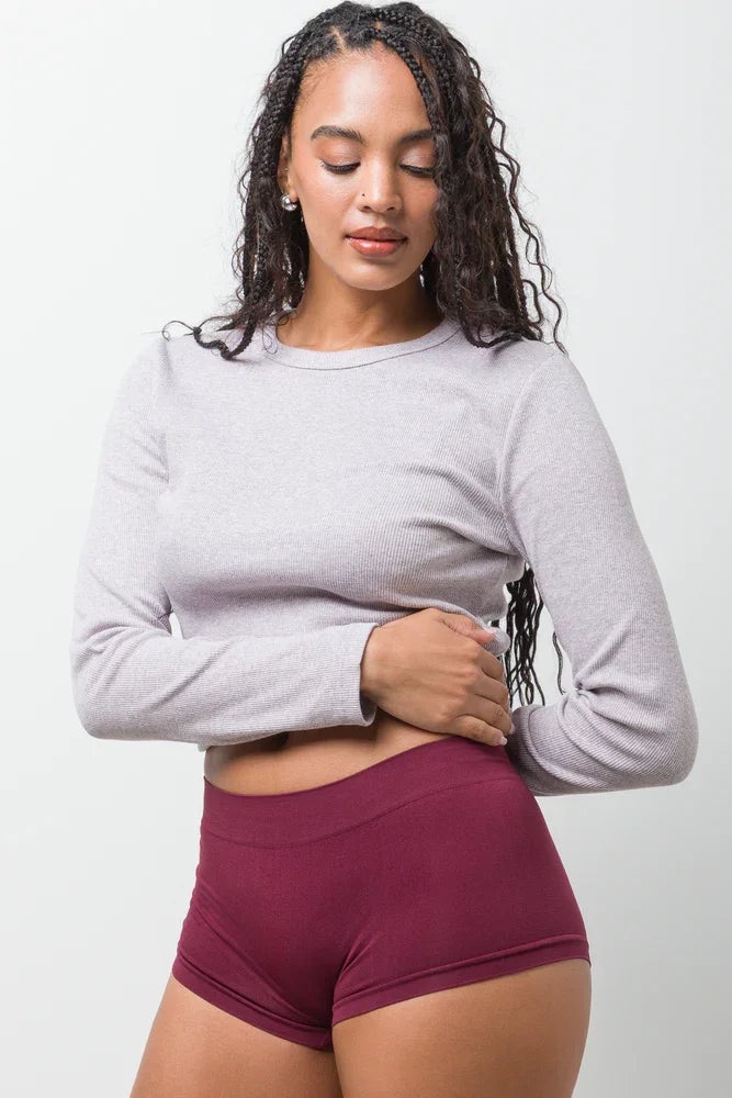 3 Pack Seamfree Boyleg Burgundy Natural And Black (2)