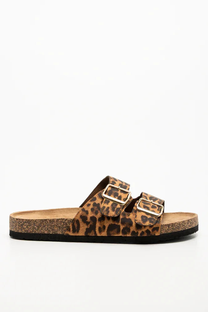DOUBLE BAND BUCKLE HEALTH SANDAL LEOPARD