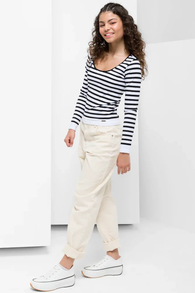 Crew neck Tshirt seamless stripe black and white