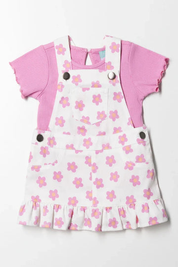 Twill Pinafore and T-shirt set