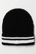 STRIPED RIB BEANIE BLACK