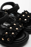 Flower Open Toe Sandals Black (2)