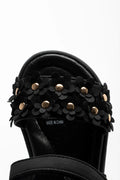 Flower Open Toe Sandals Black (4)