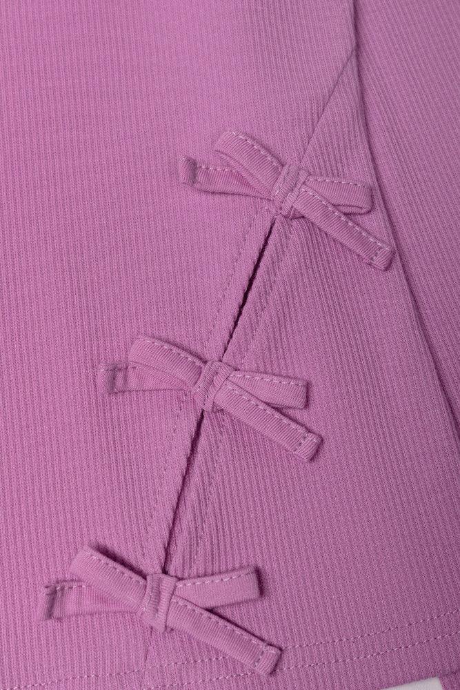 Long Sleeve Top With Bow Detail Purple