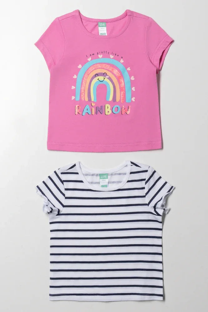2 Pack T-Shirts Pink And White