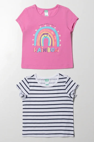 2 Pack T-Shirts Pink And White