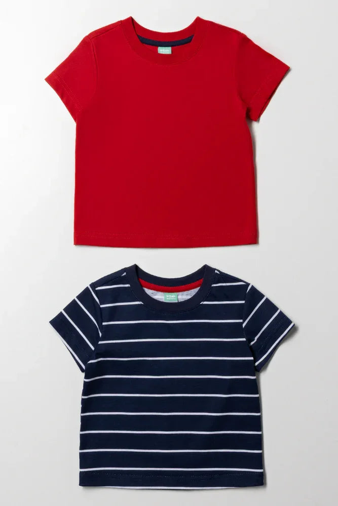 2 Pack T-Shirts Red And Navy