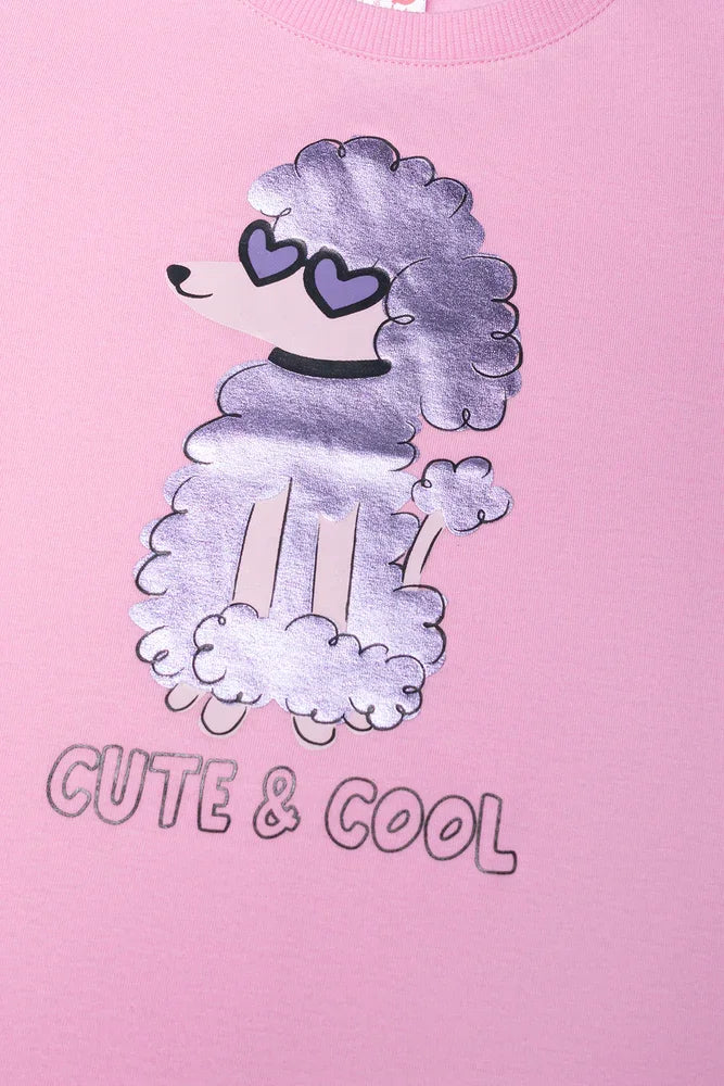 Poodle Short Sleeve T-Shirt Pink