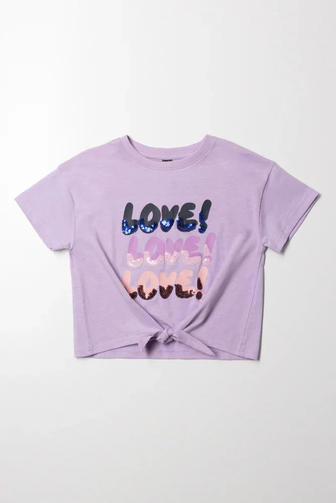 Sequin Front Tie Top Purple