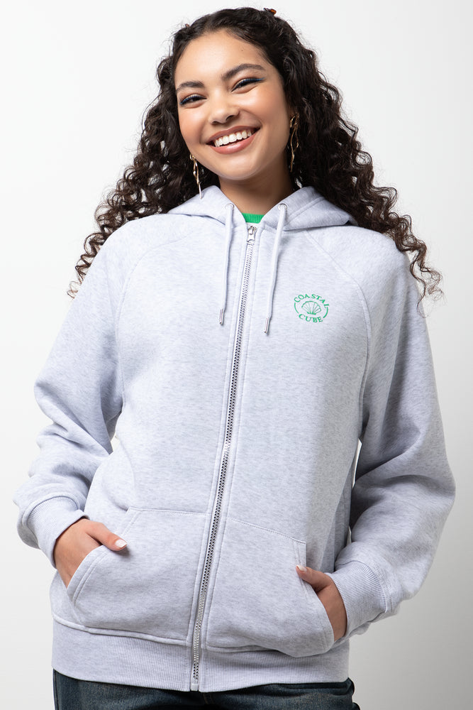 Oversized Zip Through Track Top Grey