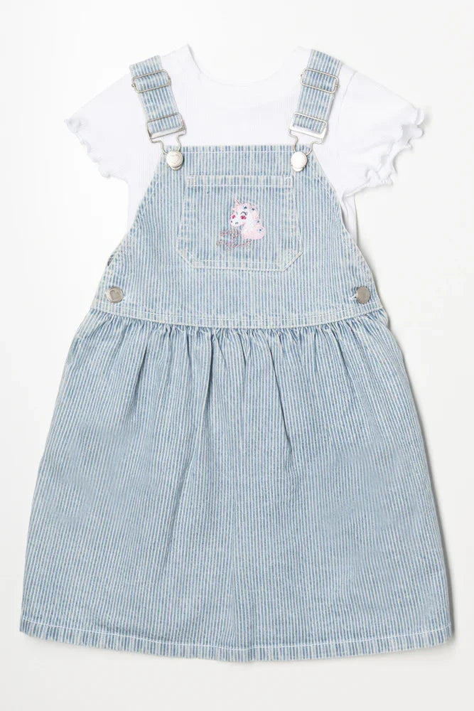 Denim Babydoll Pinafore Set Blue