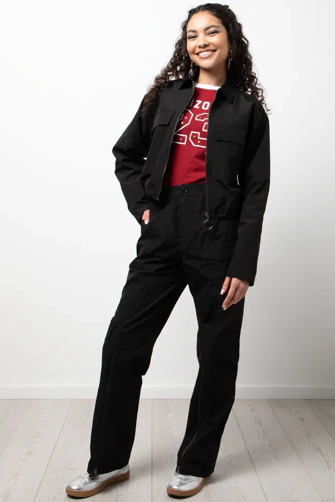 Cargo Pants With Zip Detail Black
