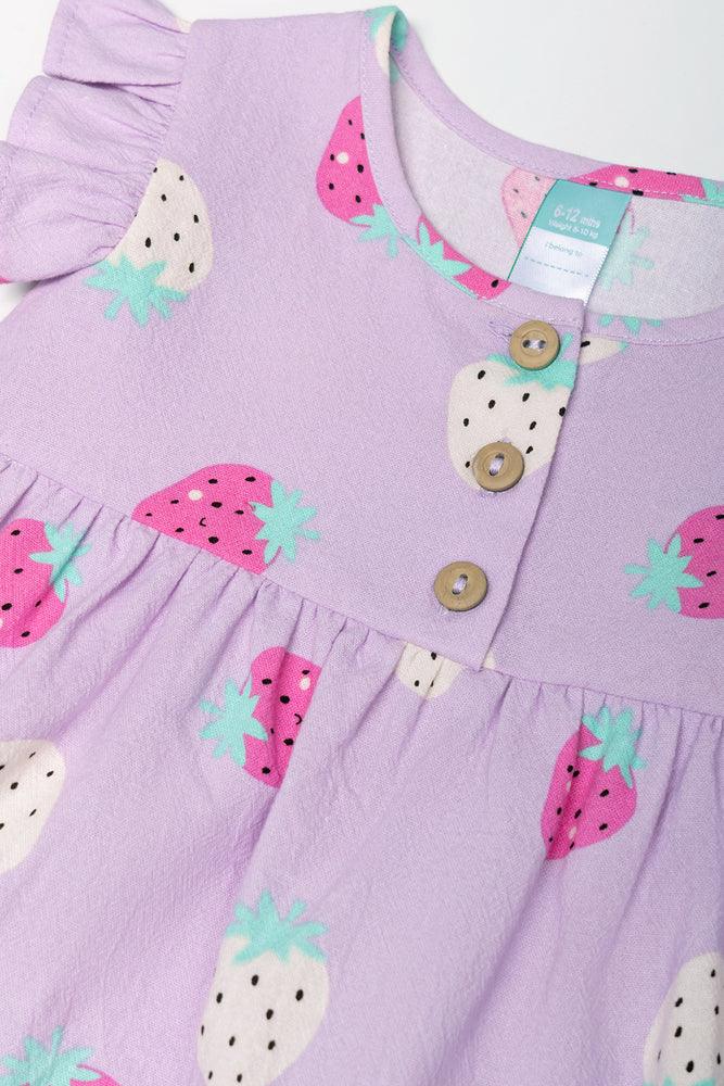 Button Through Tiered Dress Purple