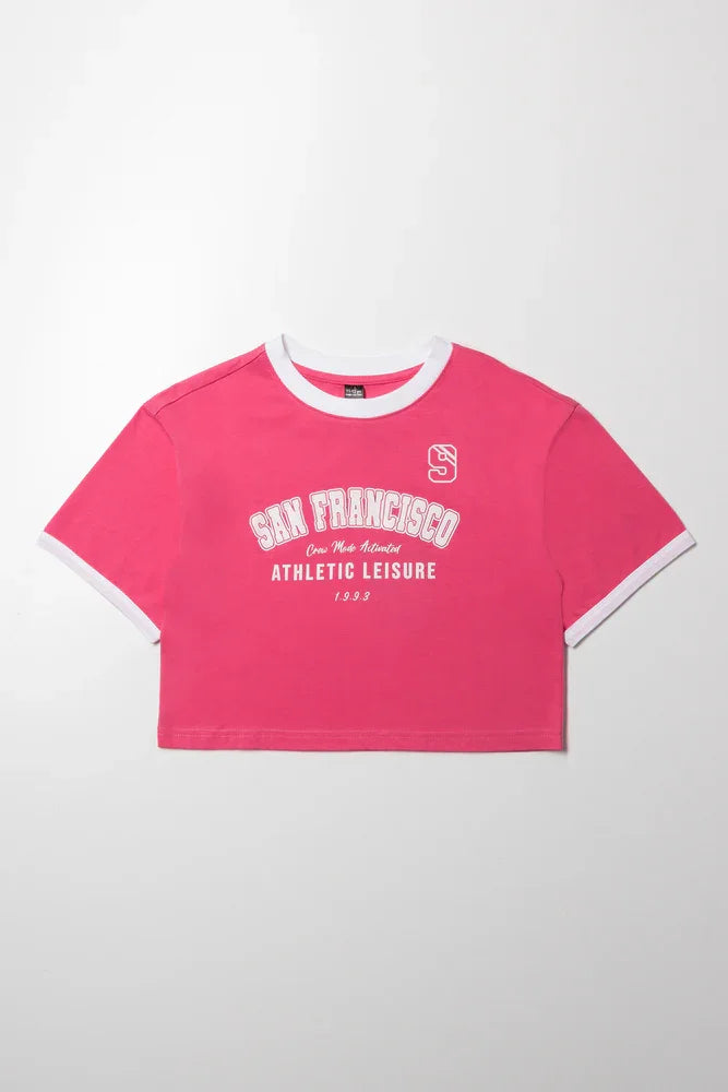 Short Sleeve Boxy T-Shirt Pink