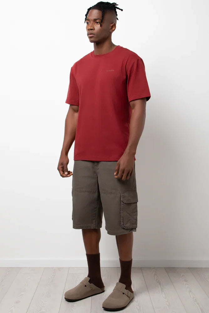 Relaxed Regular Fit Short Sleeve T-Shirt Burgundy
