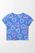 Hearts Front Tie T-Shirt Blue (2)