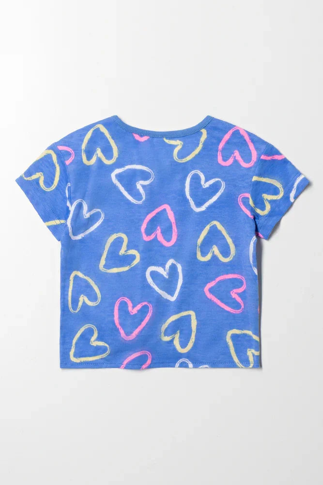 Hearts Front Tie T-Shirt Blue (2)
