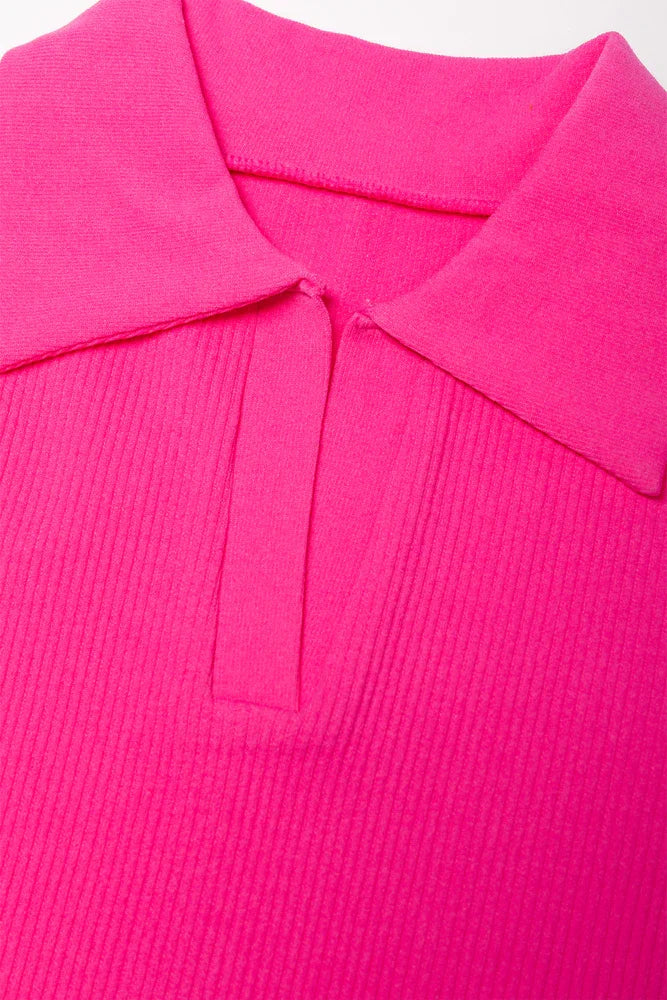 Collar Seamless Dress Pink